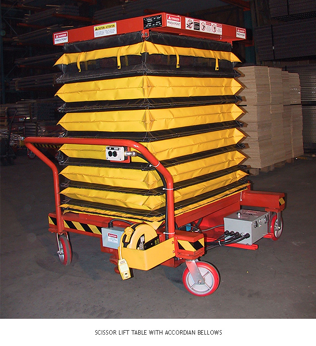 Scissor Lift Table with Accordian Bellows