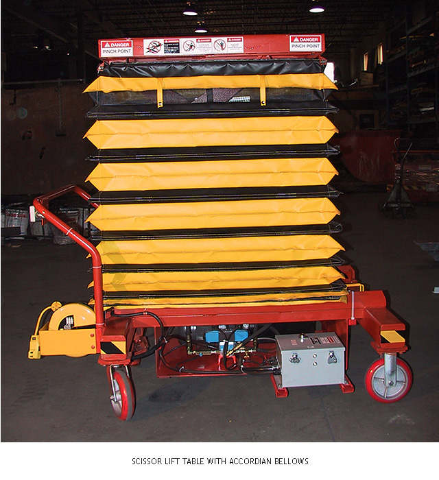 Scissor Lift Table with Accordian Bellows